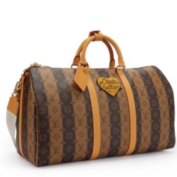 Louis Vuitton x Nigo Keepall Bandouliere Damier Ebene Giant 50 Brown in  Coated Canvas